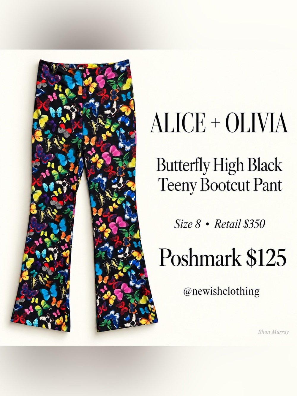 Alice + Olivia Teeny Butterfly Bootcut Pant Sz 8